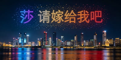 芸翼飞婚礼求婚灯光秀